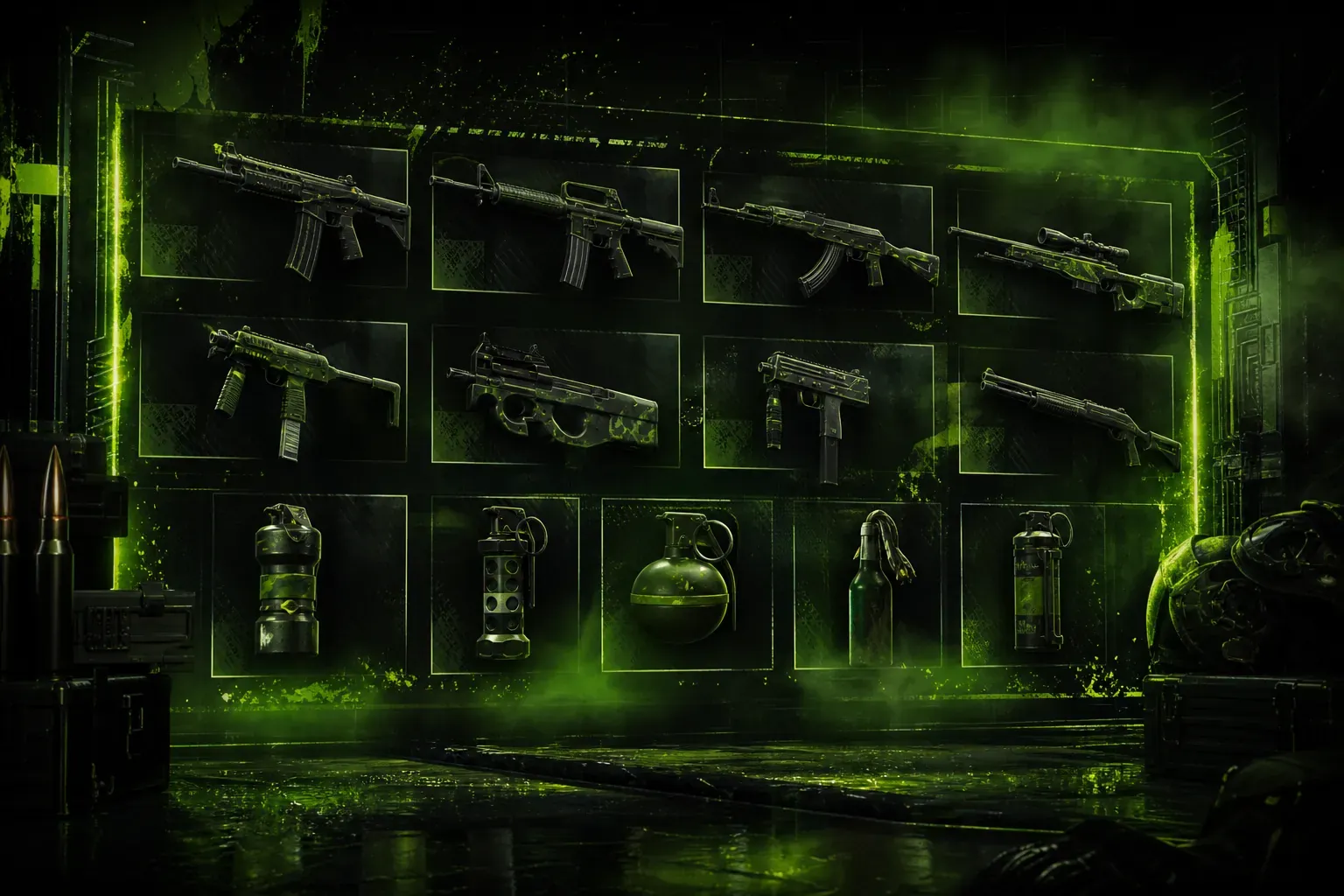 CS2 buy menu showing a broken team economy with mixed rifles, SMGs, and utility