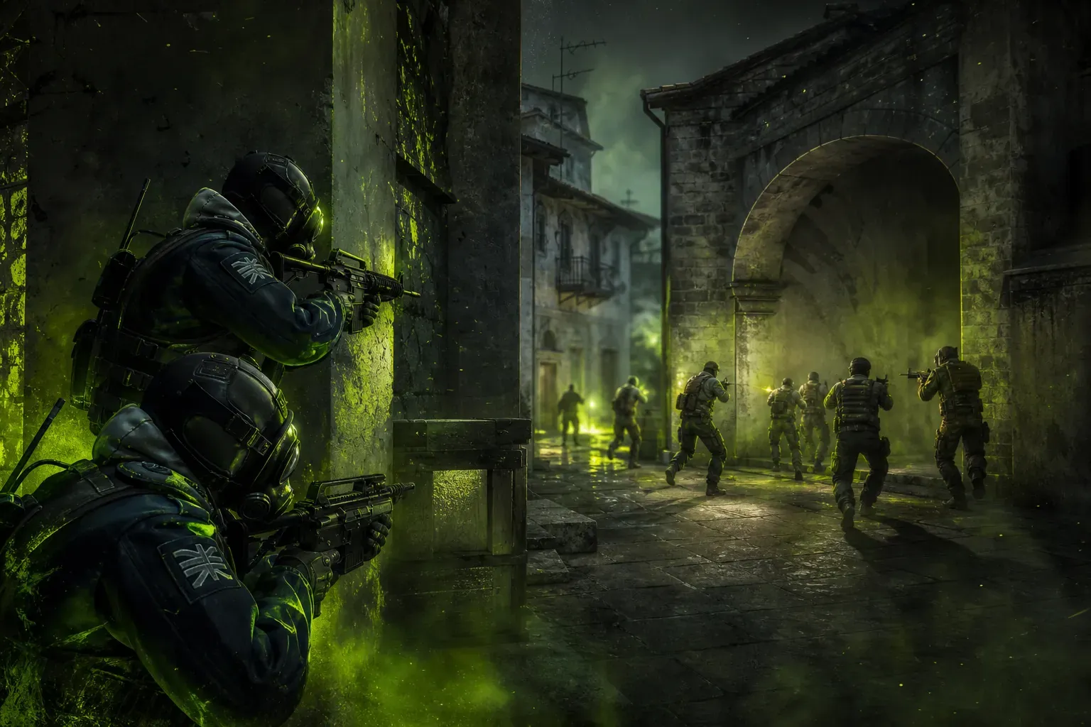 CT players holding Banana and Arch on Inferno while Ts prepare an A execute