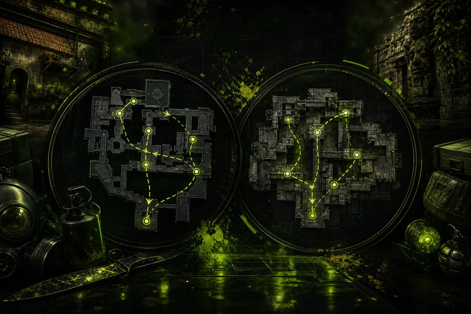 CS2 Inferno and Ancient minimaps showing T side default routes and control points