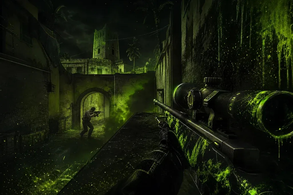 CS2 Mirage scene showing an AK player swinging connector while an AWP holds jungle