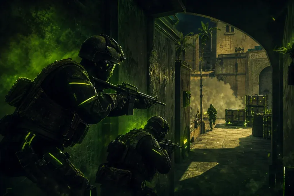 CS2 team taking mid control on Mirage while a site execute waits in the background